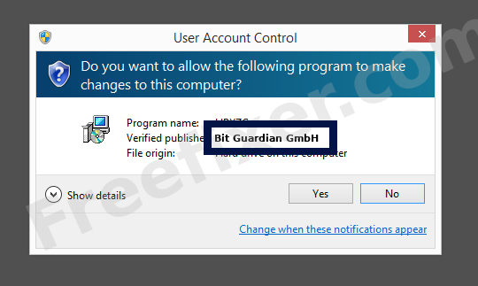 Screenshot where Bit Guardian GmbH appears as the verified publisher in the UAC dialog